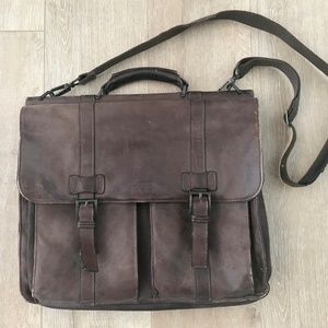 Mens Leather Computer Briefcase Bag  Chocolate